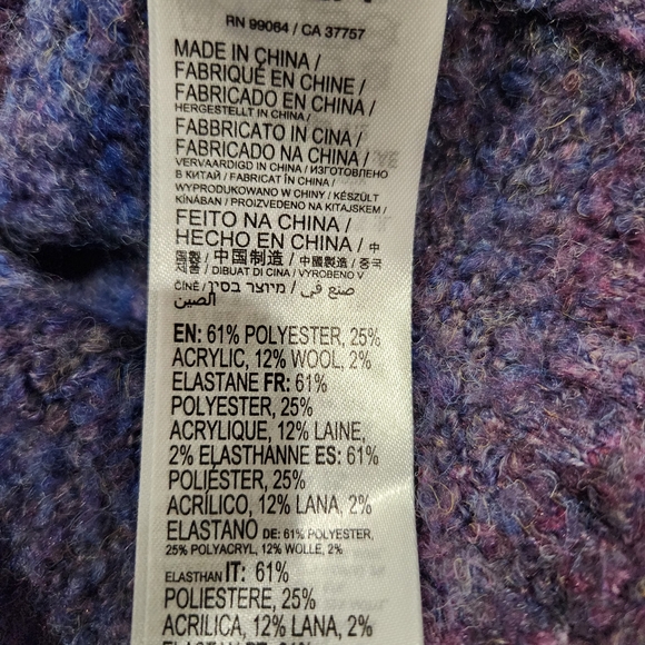 RVCA Women's Dream Cycle Multicolor Blue/purple Cowl Neck Sweater. Size XS - Picture 5 of 9